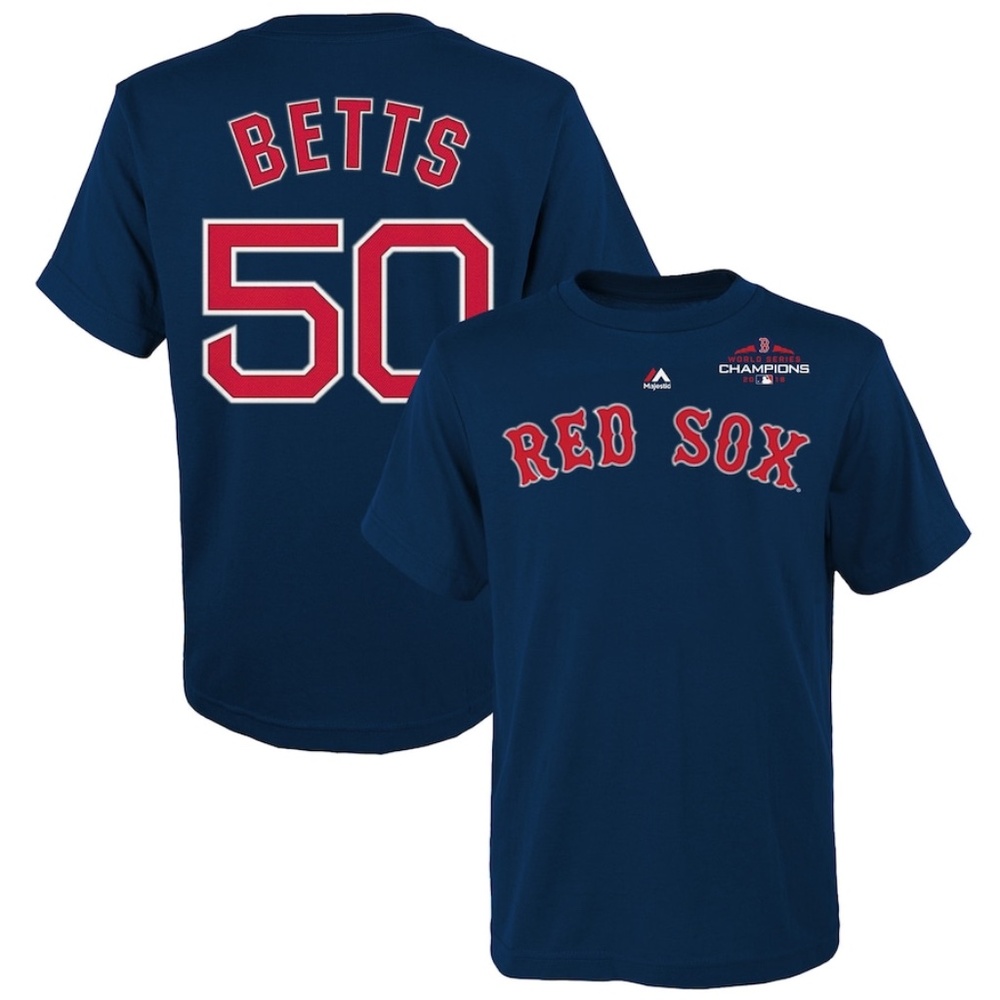 Mookie Betts Boston Red Sox Majestic Youth 2018 World Series Champions T-Shirt